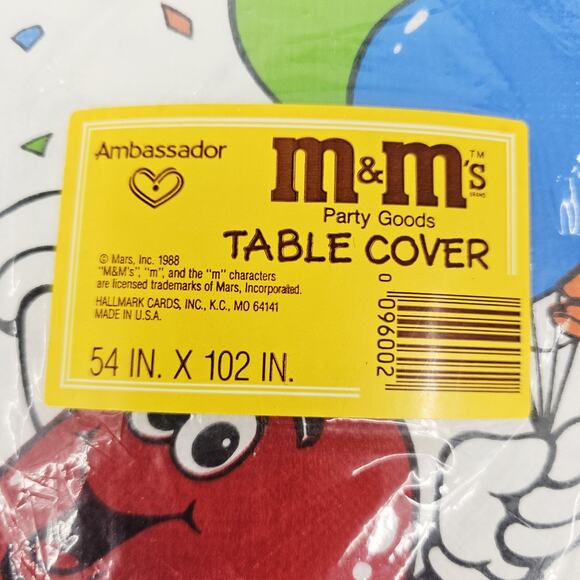Vintage 1988 Mars M&M Candy Hallmark Paper Tablecloth Table Cover NEW Sealed - Picture 2 of 6